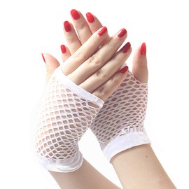 Seeksmile Women's Girls 80's Theme Party Emo Fingerless Arm Fishnet Gloves