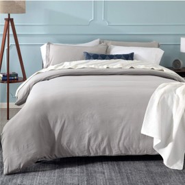 Bedsure Twin Duvet Cover Grey - Washed Soft Duvet Cover Twin/Twin Extra Long, 2 Pieces with Zipper Closure, 1 Duvet Cover 68x90 inches and 1 Pillow Sham