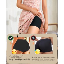 READY TO LOVE Boxer Shorts Women's Seamless Briefs Women's Underpants Women's Seamless Soft Panties Women's Hipster Under Dress Boyshorts Multipack, black