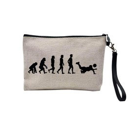 Tasche aus Leinen – Kollektion Parodie Evolution des Mannes Leidenschaft Sport Freizeit Musikinstrument Musik – Kosmetiktasche aus Leinen in Leinenoptik – Kulturbeutel – Geldbörse, Volleyball, 23.5 x
