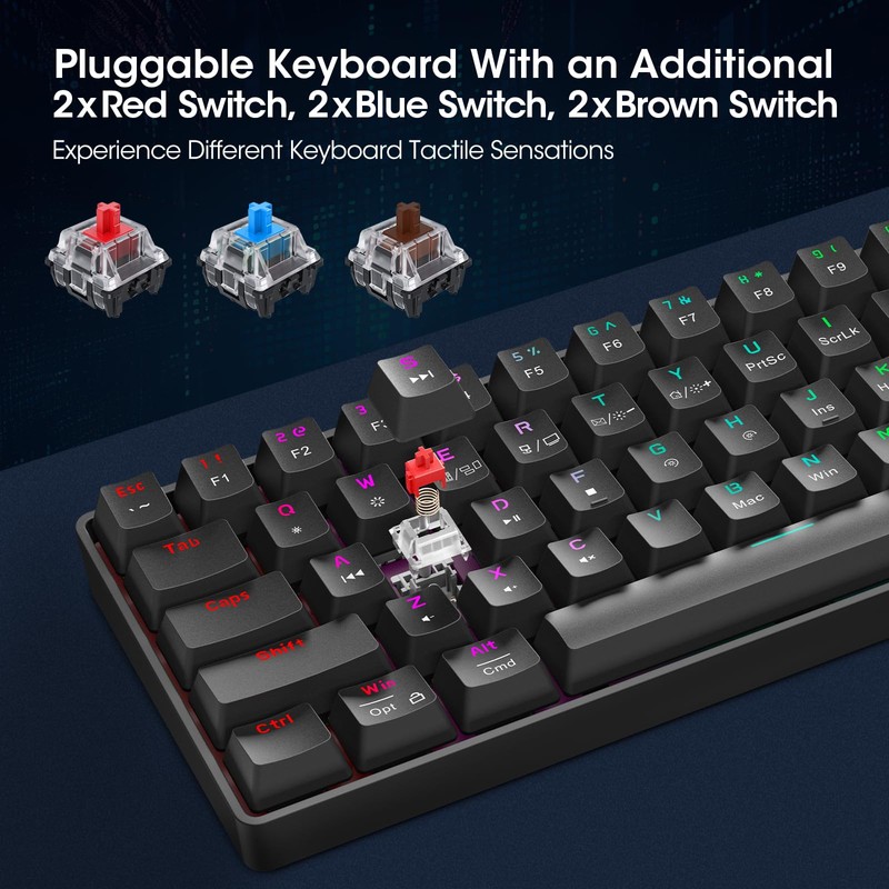 KOORUI 60% Gaming Keyboards, 61 Keys Wired Ultra-Compact Mechanical Keyboard