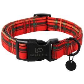 UP URARA PUP Christmas Dog Collar,Red Plaid Christmas Plaid Pet Collar with Quick Release,Adjustable Red Plaid Puppy Collar for Small Medium Large Dogs,XL,Neck 16-26in