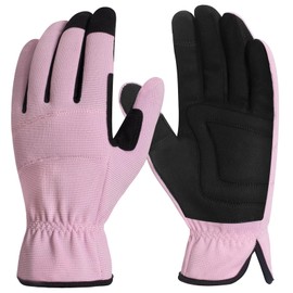 Lightweight Gardening Gloves for Women, Tear-Resistant Breathable Work Gloves with Thickened Padding for Protection on Palm & Knuckle, Touchscreen-Friendly Safety Working Gloves for Light Duty Work