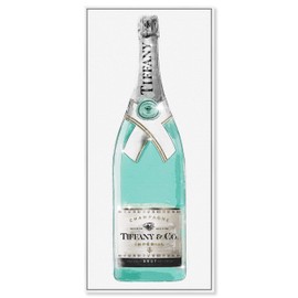 The Oliver Gal Artist Co. Drinks and Spirits Framed Wall Art Canvas Prints 'Priceless Tall' Champagne Home Décor, 16 in x 36 in, Blue, Gray