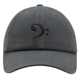 JPAK Bass Clef Premium Dad Hat Embroidered Baseball Cap Music Symbol Dark Grey