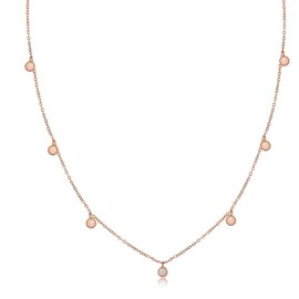 Barzel 18K White Gold & 18K Rose Gold with Created Fire Opal Necklaces In 18 Inches with 2 Inches Extension