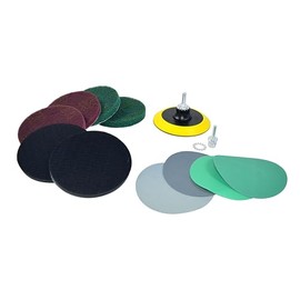 LINE10 Tools 5-Inch Wet Sanding Disc Kit Assortment Pack for Drill or Angle Grinder, Film Backing Fine Wet Dry Sandpaper, 80 to 5000 Grit, Non-Woven Pads, Foam Pad 1/4" Shank Drill Grinder Adapter