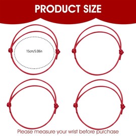 GNMQWP 4 x Kabbalah Bracelet Red String, Lucky Bracelet Women, Tibetan Lucky Bracelet, Red Cord Bracelet, Adjustable Red Bracelet, Kabbalah Bracelet, Red for Men and Women