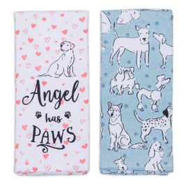 FRENCH BREAD Everyday - Juego de 2 toallas de cocina – diseño de doble cara, altamente suaves y absorbentes, 100% algodón, sin pelusas, estampado de ángel tiene patas, 15 x 25 pulgadas