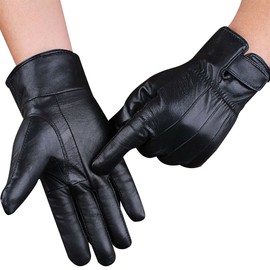 Men Leather Windproof Touch Screen Gloves Winter Warm Waterproof Gloves for Outdoor Activities