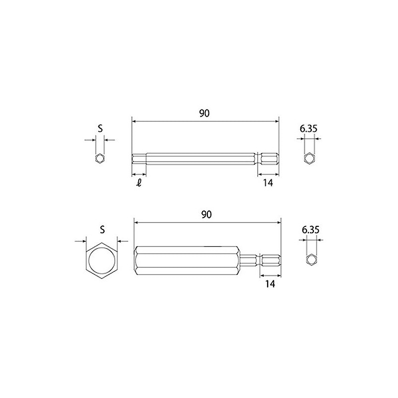 TOP EHB-80 Hex Bit for Electric Drills, 0.3 inches (8