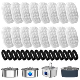 8 Pcs Cat Water Fountain Replacement Filters & Pre-Filter Sponges for Rellaty Neareal 108oz/3.2 Stainless Steel Pet Water Fountain Automatic Pet Fountain with Water Level Window