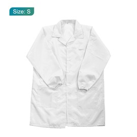 sourcing map ESD Lab Coat Anti Static Clothing Science Jacket with Cuff Lapel Collar Wear Uniform Work for Men Women (White, S)