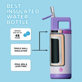 GROSCHE Alpine Flip n' Sip 16oz Insulated Water Bottle - Stainless Steel, Leakproof Flask with Straw - Perfect for Gym, Travel & Outdoor Use - Keeps Water Cold Upto 60 hrs - Cosmic Purple