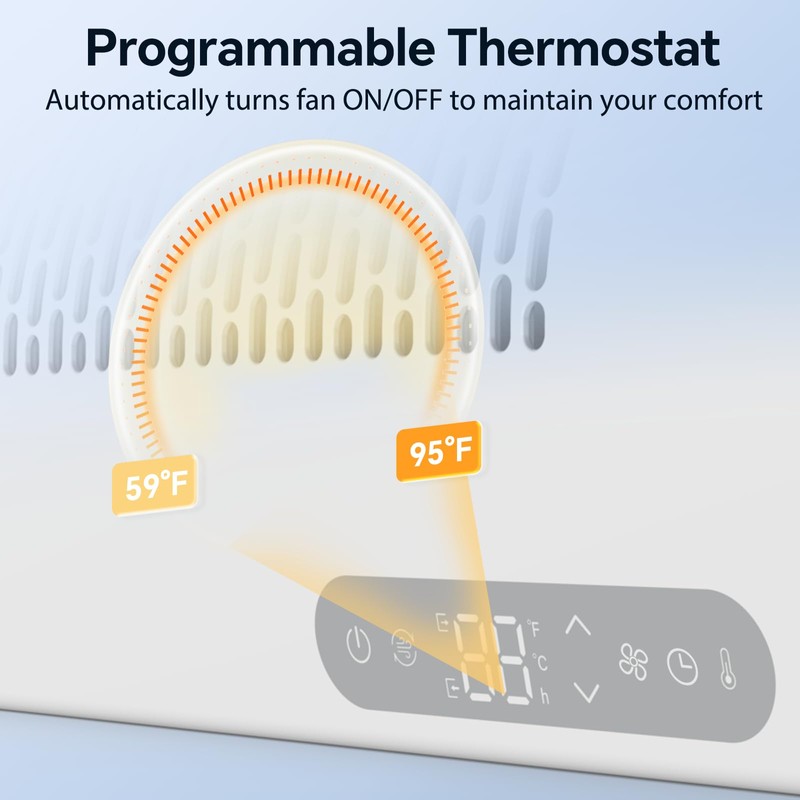 shinic Window Fan with Reversible Airflow, 4 Speeds, Thermostat Remote