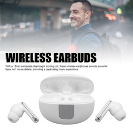 Wireless Earbuds, Bluetooth 5.4 in Ear Headphones, 13mm Moving Coil Deep Bass Stereo Noise Reduction Earphones with Charging Case, EQ Equalizer, for Sports Workout (White)