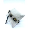 black and silver elastic bracelet bead mala Buddhist meditation letter