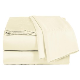 ELINEN Viscose Sheet Set - King Size,100% Rayon Made from Bamboo, 4 Piece Set with Deep Pockets up to 18 Inches - Luxuriously Soft, Cooling, and Silky Sateen Weave - Ivory (King)
