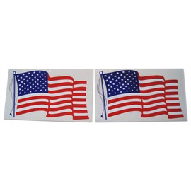 Large American Flag Patriotic Military Static Cling Window Set Includes Big Rectangle Design in Classic Red, White, & Blue US (2 Pieces)