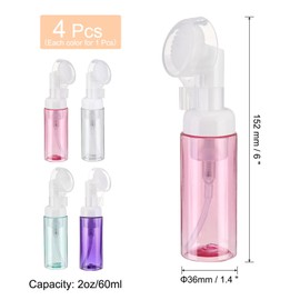 QUARKZMAN 4 Stücke Leere Schaumseifenspender, 2oz Gesichtsreiniger-Schaumflasche mit Bürste für Handseife, Transparent, Transparent Lila, Transparent Grün, Transparent Rot