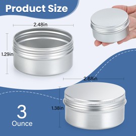 LIYAR 3oz Tins Aluminum Tin Can 10Pack Salve Tins, 3 oz Tin with Lids Refillable Containers With Screw Top and Labels for Salve, Candle, Spices or Balms(Silver)