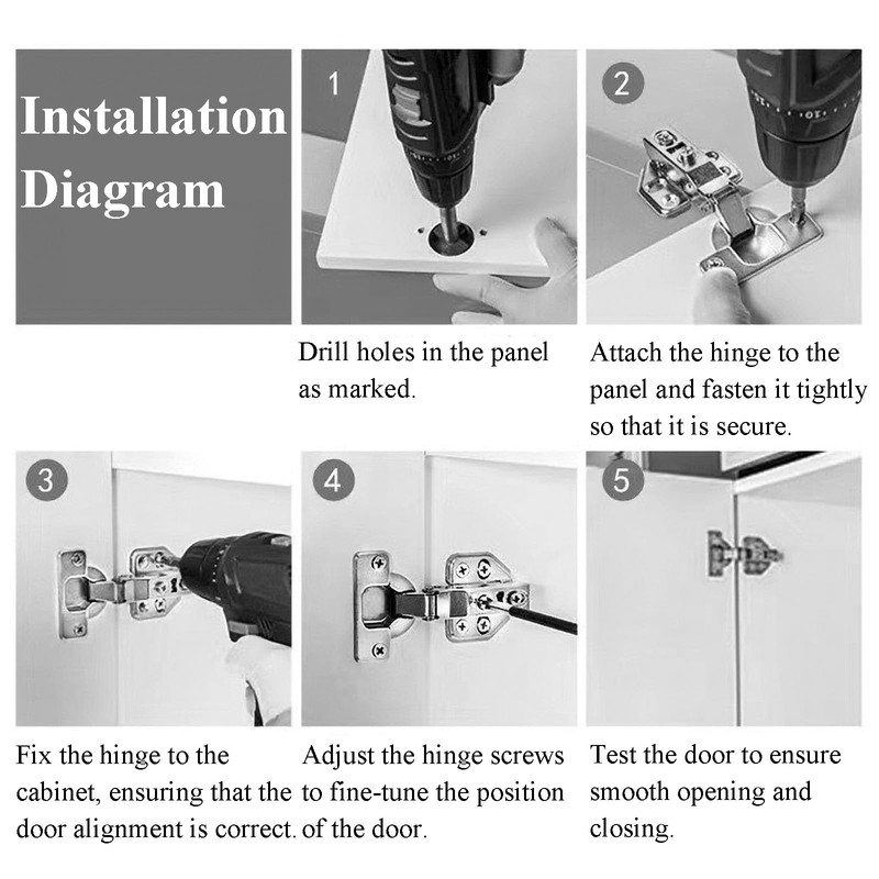 JVHLOV 6 Kitchen Cupboard Hinges, Soft Close Cabinet Hinges, 110