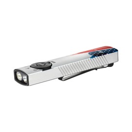 OLIGHT Arkfeld Pro Rechargeable EDC Flat Flashlight with Green Beam, UV and White LED Combo, 1300 Lumens Portable Pocket Lights, Triple Sources for Emergency Working (Stars & Stripes Edition CW)