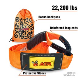 ATR Recovery Tow Strap 3" x 20ft – 22,200 lbs Breaking Strength, Heavy Duty Snatch Strap for Truck, SUV, Off-Road Pulling, Tow Rope with Storage Bag