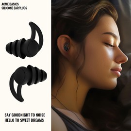 Silicone Ear Plugs for Sleeping Noise Cancelling by Acme Basics. Reusable, Swimming and Noise Reduction – Silicone Ear Buds with Storage Case, Washable, Helps Hearing Protection, Snoring, Travel