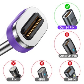 VAFOTON 24Pin Micro USB Magnetic Head (3Pcs), Compatible 24Pins Straight USB C Magnet Adapter/Compatible 24Pins 90 Grad USB C Magnet Adapter
