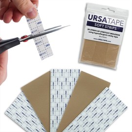 URSA Tape Stretchy Moleskin Fabric Tape | 30 Blister Tape Strips, Heavy-Duty Blister Prevention Tape, No-Residue Blister Bandages for Feet & Body Tape for Fabric | Moleskin Tape (3.14 x 0.98in)