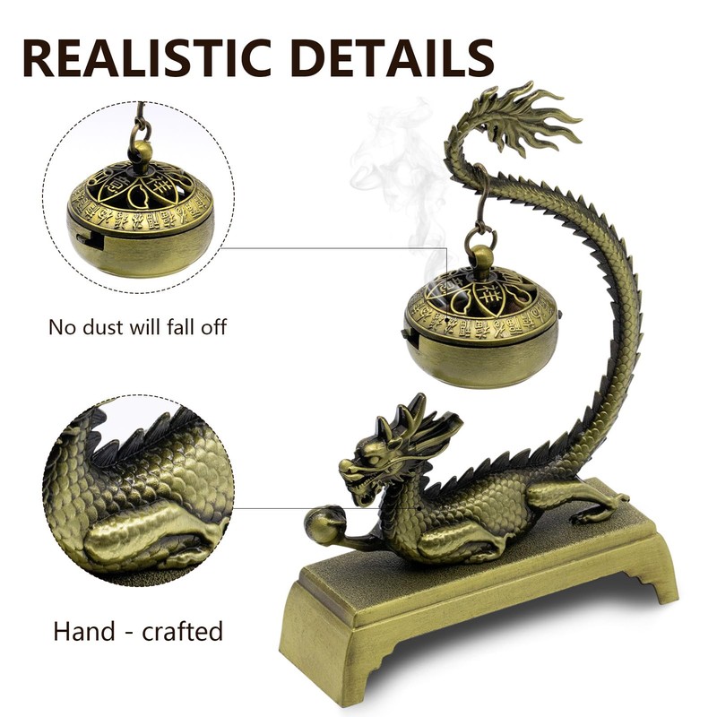 Dragon Incense Burner & Stick Holder with 40 Incense Sticks