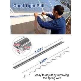 hannger 40 PCS 3.28FT Greenhouse Wiggle Spring Wire and Lock Channel Kit, Greenhouse Channel and PVC Coated Spring for Plastic Film, Netting or Cloth, Comes with Seal Tight Screws and Driver.