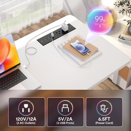 Height Adjustable Standing Desk with Power Outlets, 39" Manual Stand Up Desk with Storage Shelves Small Mobile Rolling Computer Desk Portable Laptop Table with Wheels for Home Office, White