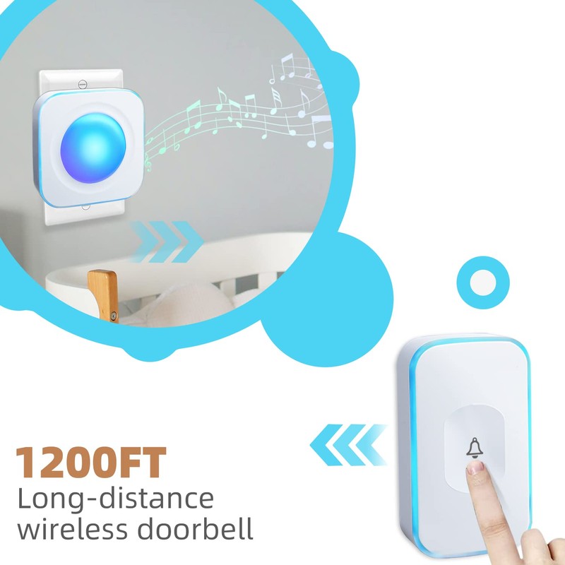 Wireless Doorbell Plug in 1200feet wireless door bell Battery Operated