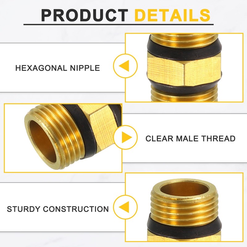 sourcing map 2Pcs Brass Pipe Fitting Reducers, G1/2" Male Threaded