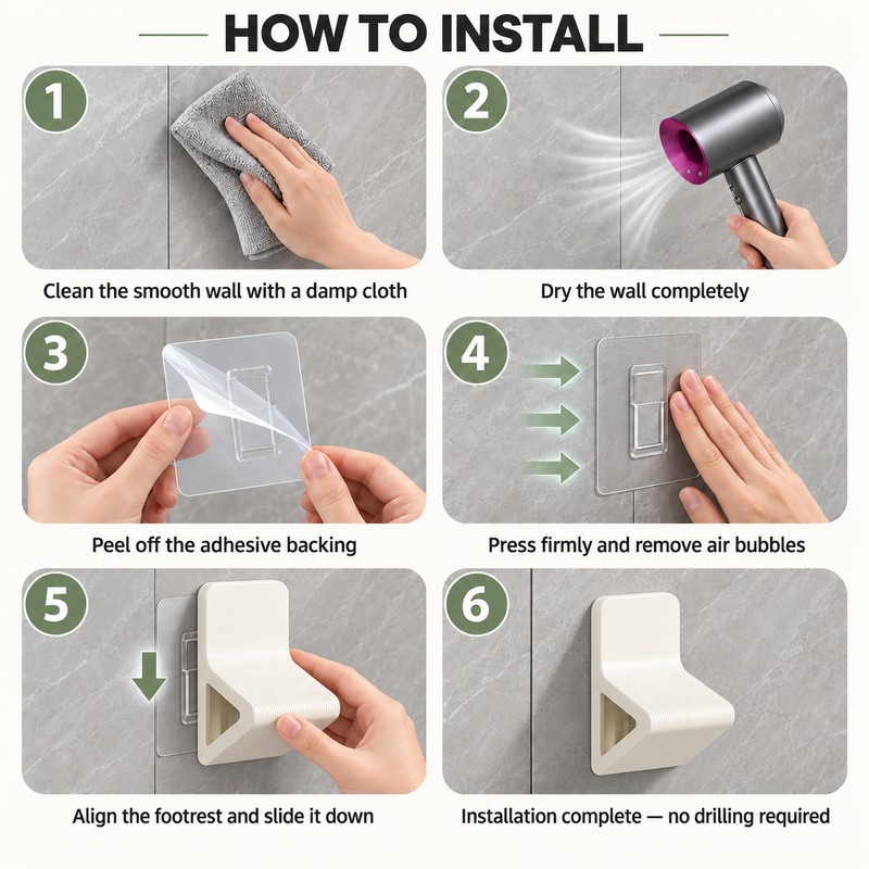 Wall-Mounted Shower Footrest for Shaving – No-Drill Plastic Foot Support