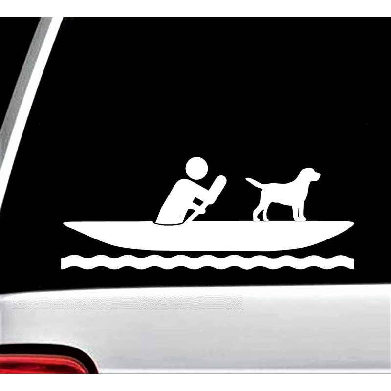 Guy Kayaking with Dog Kayak Decal Sticker for Car Window
