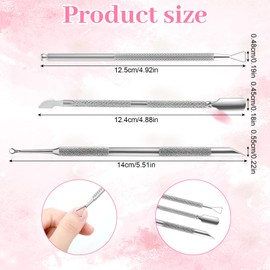 3Pcs Metal Cuticle Pusher and Scraper, Pre-Treatment Nail Cuticle Pusher Remover, Nail Art Dead Skin Removing Manicure Tool