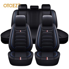 otoez Car Seat Covers Leather Seat Covers Full Set for Car Sedan SUV Truck Vans Front & Rear Seat Cushion Protector Fit for Most Honda Chevy Ford Hyundai Nissan Jeep VW Mazda with Pillows