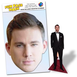 Party People 1 x Channing Tatum - Ready To Wear Celebrity Face Mask Includes Freestanding 20cm Desktop Standee Card Cutout - Standee Channing T