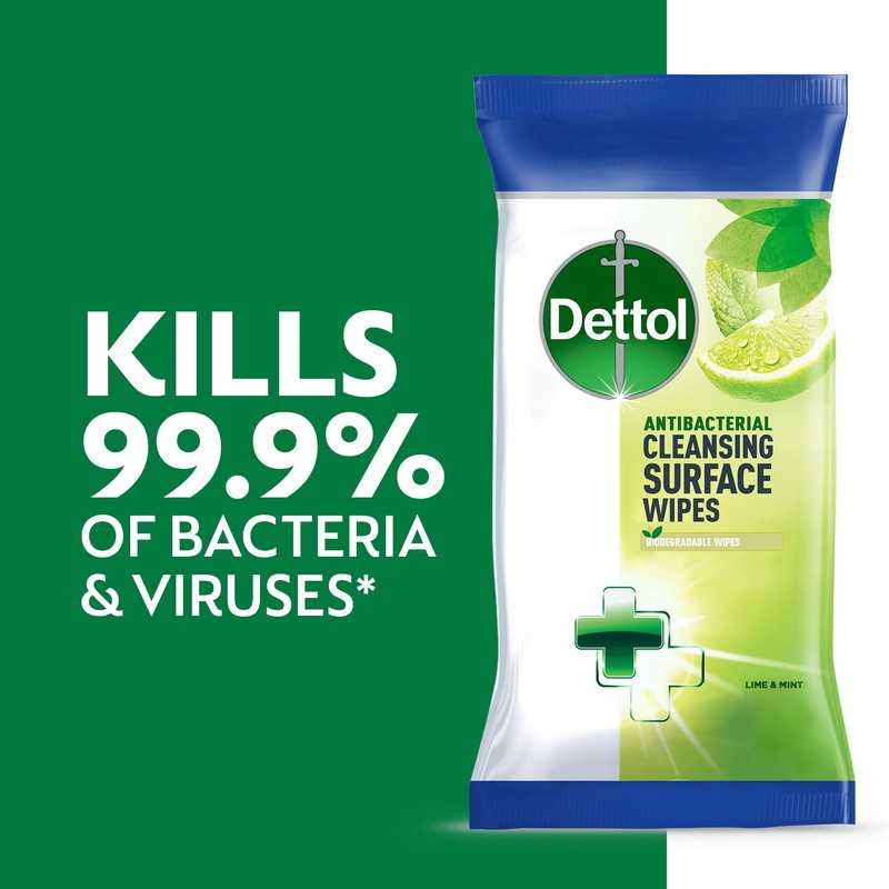Dettol Wipes Antibacterial Lime & Mint 126 Wipes