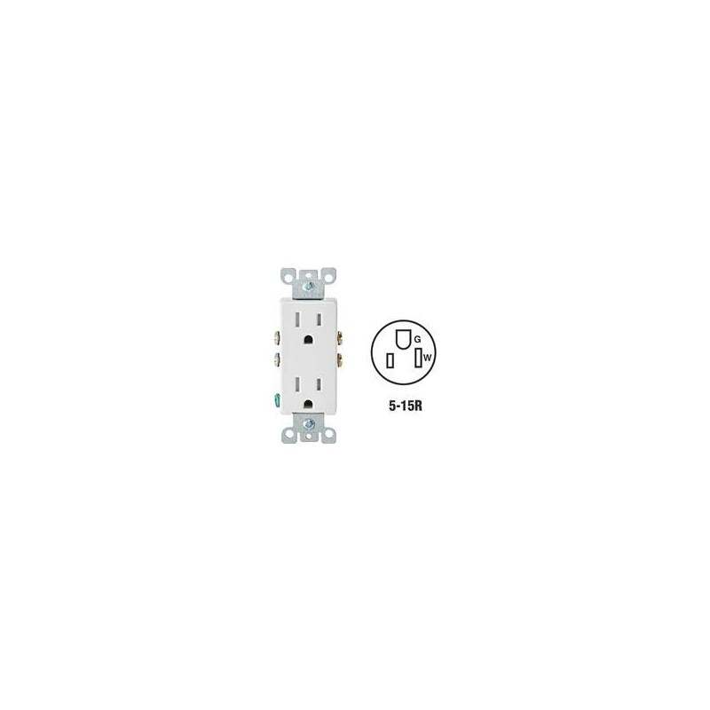Leviton 15 Amp Decora Tamper-Resistant Duplex Electrical Wall Outlet, T5325-W,