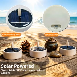 6PCS Solar Tea Lights Outdoor Waterproof, Rechargeable Reusable Flameless Flickering Solar LED Candles, Smart Dusk to Dawn Lighting for Camping, Garden Decor, Patio, Christmas Lanterns, Home Decor