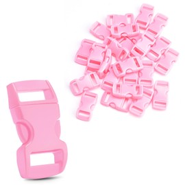 25Pack 3/8" Paracord Buckles, Curved Paracord Bracelet Buckles, Plastic Side Release Buckles for Parachute 550 Cord Paracord Bracelets Clasps Dog Collar Straps Buckle DIY Craft Accessories (BabyPink)