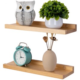 Gieanoo Floating Shelves, Set of 2 Solid Wood Rustic Picture Ledge Shelves Wall mounted Small Photo Shelves With Lip Display Wall Shelves For Living Room, Kitchen, Bedroom 30cmx13cm