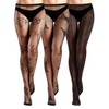 Fourluoo 3 Pairs Women Fishnet Tights Stockings Goth Patterned Small