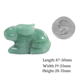 Nupuyai Green Aventurine Hand Carved Crystal Stone Statue Animal Rabbit, Reiki Energy Healing Figurine Easter Bunny Spiritual Ornament Good Luck Home Decor 1.9"