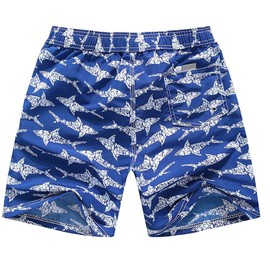 FedMois Boys Swimming Trunks Quick Dry Beach Shorts Boardshorts, Blue, 5-6 Years