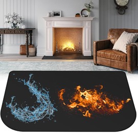 YANGUN Hearth Rugs for Fireplaces, Fireproof Fireplace Mat, 102 x 50CM Flame-Resistant Pad Fiberglass, Fire Retardant Hearth Pad for Fireplaces Hearth,Fire Pit,Heaters,Stove Indoor Outdoor (Black)
